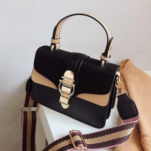 Mini Bags Carteras De Mujer Elegante Cartera Noche Felpa Acabado De Los Herrajes Oro Color Negro Con Negro Diseño De La Tela Liso