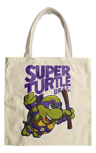 Bolsa Morral Tela Tote Bag Mario Bros 3 Tortugas Ninja Donat