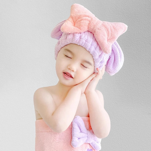 Dmdmgorro Para Secar El Cabello Con Lazo Para Niños, Bonito