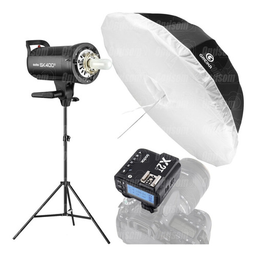 Flash Godox Sk400 Ii Sombrinha + Rádio Godox X2 Para Canon
