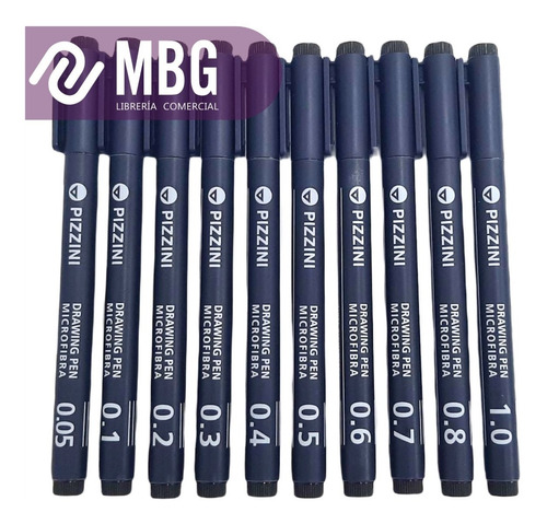 Microfibras Graduadas Pizzini Tipo Estilógrafo Pack X 10