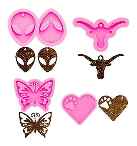 4pcs Resin Casting Keychain Mold Sturdy Butterfly & Heart P