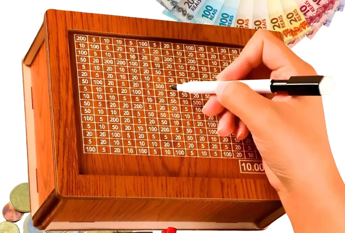 Cofrinho Cofre Guardar Dinheiro Caixa Woodbox 10mil Lisa Madeira