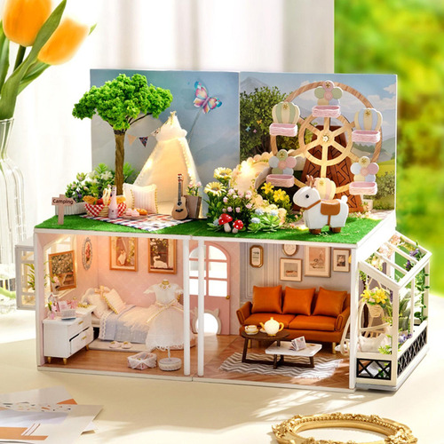 Casa De Muñecas Hecha A Mano Kit De Bricolaje Cafetería