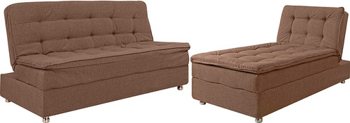 Imagen 5 de 8 de Sofa Cama Marron Tela Gris Living Divino