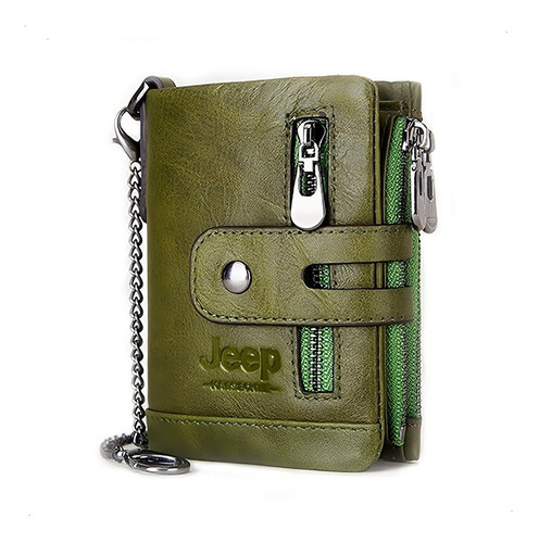 Billetera Monedero Para Hombre Cuero Genuino Jeep Rfid