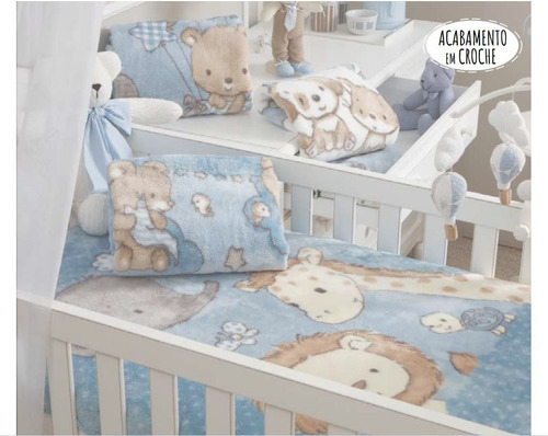 Manta gruesa para bebé niño azul Le Petit Colibri Line Color DOGGIE