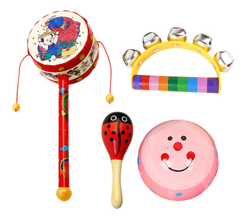 Juego De Instrumentos Musicales De Madera De 4 Uds., Kits De