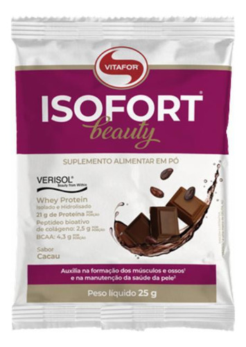 Kit 3x: Isofort Beauty Whey Protein Cacau Vitafor 25g
