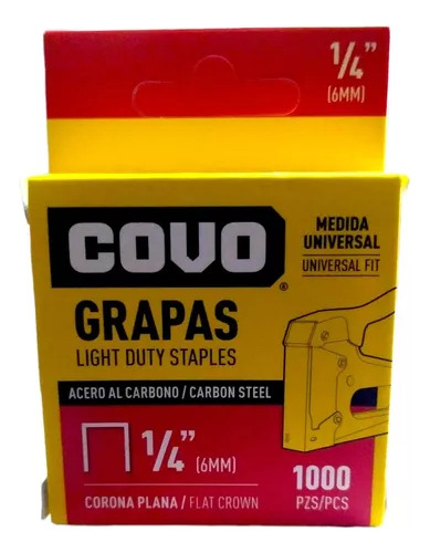 Grapas Covo 1/4 (6mm) Plana Para Tapiceria