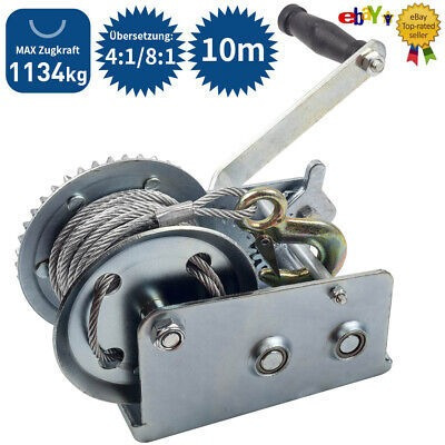 2500lb 32  Hand Crank Cable Winch Dual Gear Atv Boat Tra Mtb