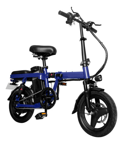 Moto Bicicleta Electrica Plegable Para Dos Pasajeros 25km Velocidad Soporta 200kg Recargable 65km Azul Marino