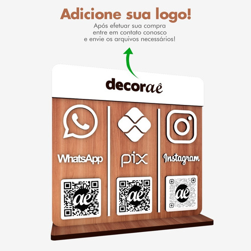 Imagem 1 de 5 de Placa Pix Whatsapp Instagram Qr Code Decoração Balcão Loja 