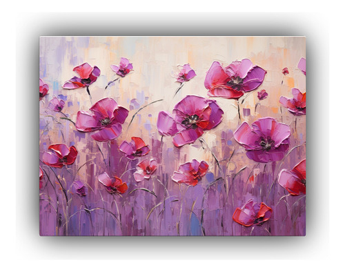 90x60cm Cuadro Decorativo Flores Púrpura Rojo Estilo Neo-no