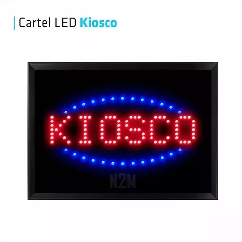 Cartel Led Luces Rgb 50x25 Cm Abierto Almacen Bar Cafe Ferreteria