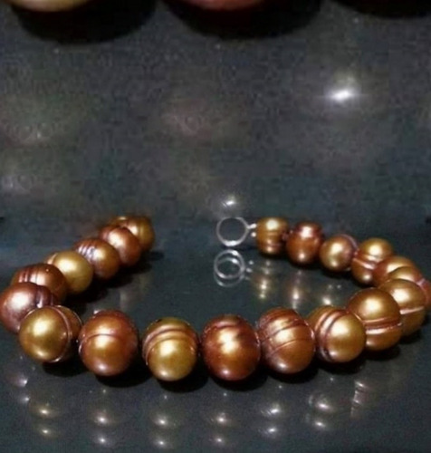 Imagem 7 de 7 de Pedras - Pulseira Pérolas Douradas, Prata, Cód260p14