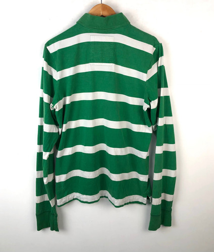 Playera Retro Deslavada Hollister Usa Rayada Gruesa Talla L (Usado)