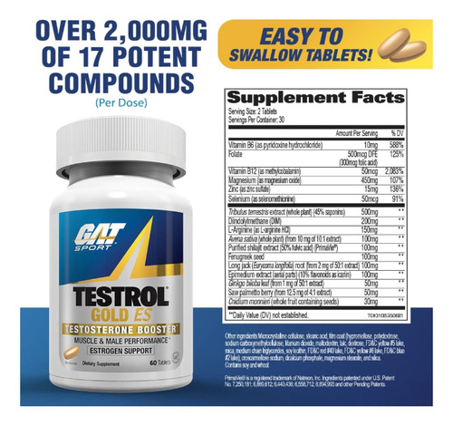 Testrol Gold Es Booster X 60 Tabletas - Gat Sport Sin Sabor