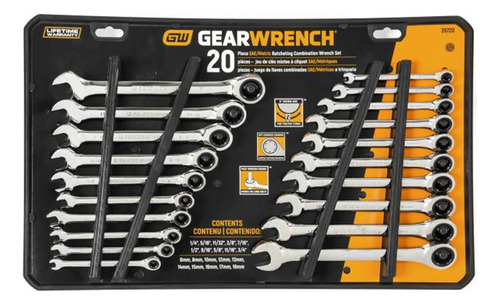 Juego De Llaves Combinadas C/matraca Gearwrench 20pz 3572006