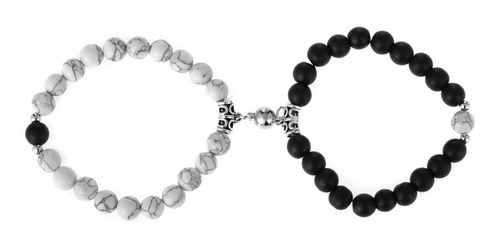 Imagen 4 de 10 de Pulsera Para Parejas Con Imán Piedras Naturales Charms