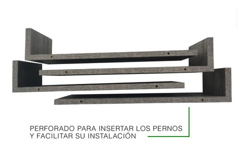 Imagen 3 de 8 de Set De 4 Repisas Flotantes Estilo Librero 45 X 15 Cm Color Lombardia