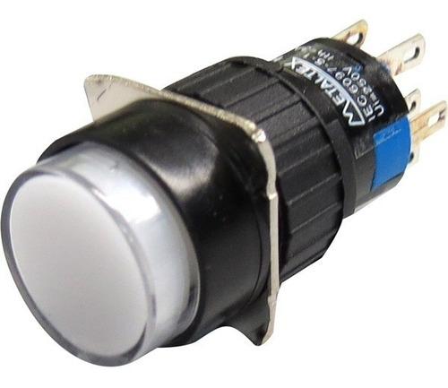 Botão Pulsador Iluminado P16-ir7 24v 16mm 2rev - Metaltex Cor Branco