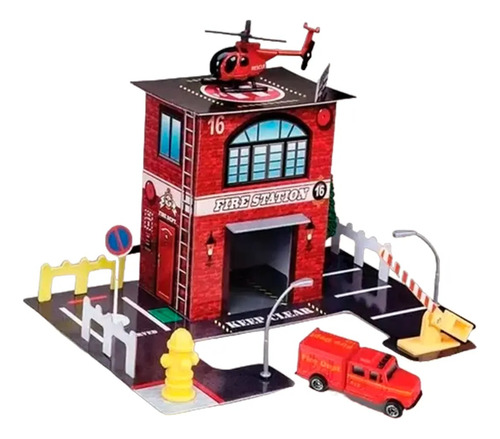 Estacion De Bomberos Maisto Build-n-play Con Helicoptero