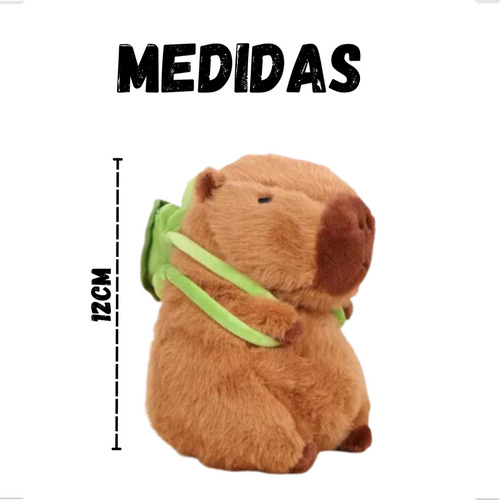 Chaveiro Capivara Mochila Tartaruga Fofo Sino Pelúcia 12cm Cor Marrom Claro