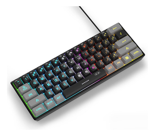 Mini Teclado Para Juegos Al 60%, Retroiluminado Rgb De 61 Te