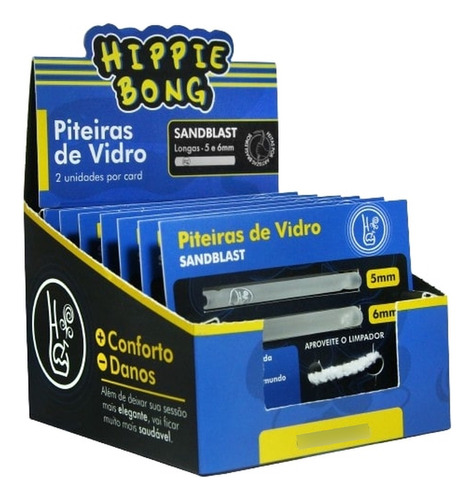 Piteira Vidro Hippie Bong Sandblast 7 Cards Com 2 Unidades 