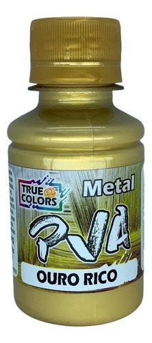 Tinta Pva Metal Colorido 100ml - True Colors - Pronto Cor Ouro Rico - 7992