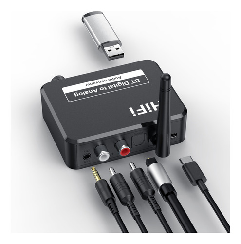 Receptor Transmisor Bluetooth 5.1 Entrada Aux / Óptica /