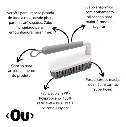 Escova Esfregão Multiuso Limpa Piso Calçado Lavanderia Flow