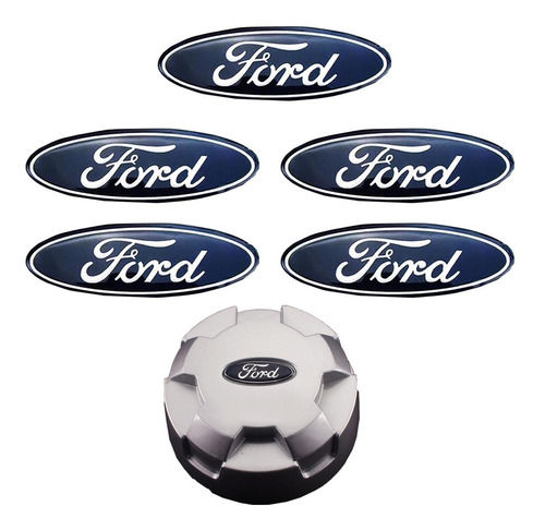 Imagem 1 de 5 de Jogo C/ 5 Resinados Boton Ford Calota Ranger 190x50mm