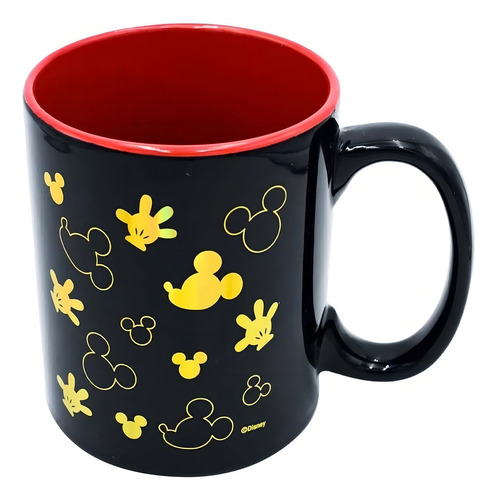 Taza Jumbo 650 Ml Mickey Mouse Disney De Cerámica Color Negro