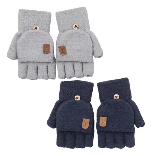 Juego De 2 Guantes De Invierno Unisex Con Dedos Abiertos