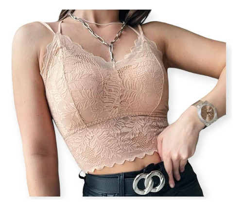 Crop Top Encaje O Bralette Con Push Up Bretel Elastizados 