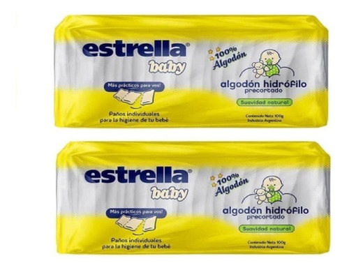 Algodón Pre-cortado Suavidad Estrella Baby 100g Pack X 2 Un