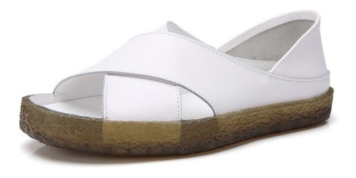 Zapatos De Sandalias De Piel Para Mujer Talla Grande Cruzada
