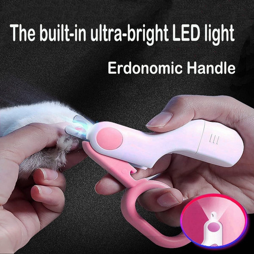 Imagen 6 de 10 de Corta Uñas Para Perros Gatos Mascotas Led Mini Tipo Alicate