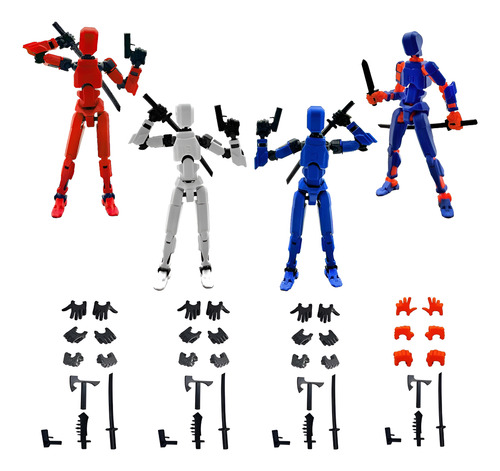 4pcs Figura Articulada Dummy Multi-jointed Movable