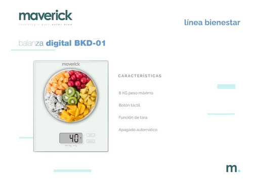 Imagen 3 de 6 de Balanza De Cocina Maverick Bkd01