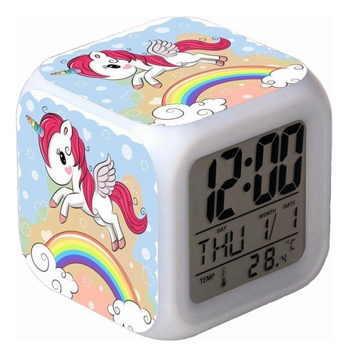Reloj Despertador Digital Con Diseño De Unicornio Para Niños