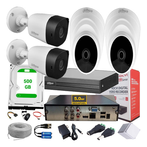 Kit Cctv 5 Mpx Dahua Dvr 4 Ch + 4 Cámaras + Disco D 