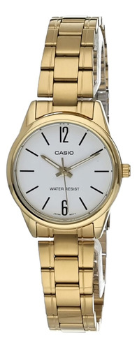 Casio Ltp-v002g-1b Reloj Analógico Para Mujer, Tono Dorado, 