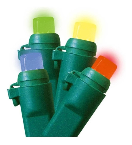 100 Luces Multicolor Led Cable Verde Serie Navidad Navideña