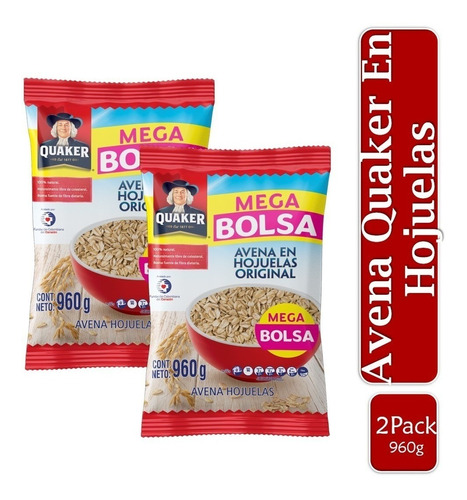 Avena Quaker En Hojuelas Original 960 Gr X2 Uds