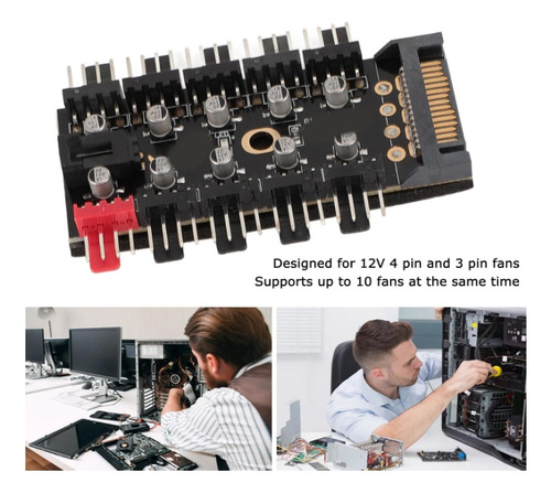 Hub A 10 Fan 3 Y 4 Pines Pwm Splitter Divisor Sata 10 Capsx2