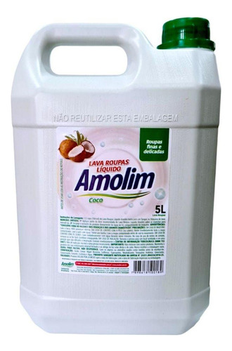 Sabão Líquido Coco Amolim Roupas Delicadas Antialérgico 5l