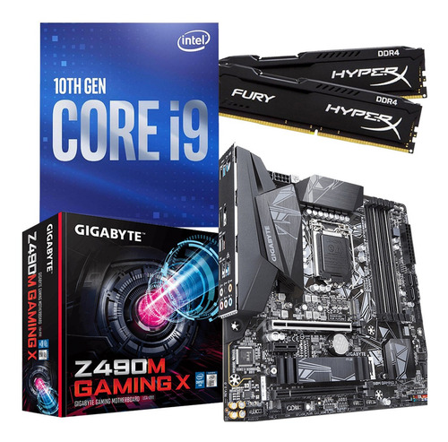 Imagem 1 de 1 de Kit Processador Core I9 10900k Gigabyte Z490m Gaming X 16gb